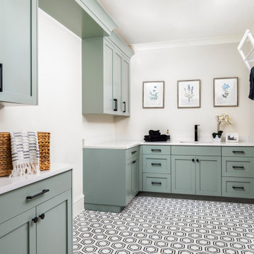 Laundry Room Design at 308 Wonderwood by Pike Properties - Charlotte Custom Home