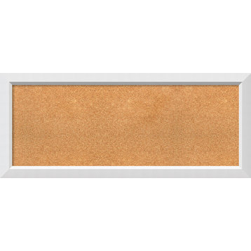 Framed Cork Board, Blanco White Wood, Outer Size 42x18