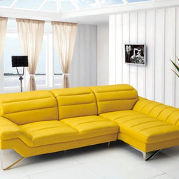 Divani Casa 994B Modern Yellow Leather Sectional Sofa - Sectional Sofas