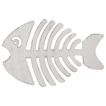 Whitewashed Cast Iron Fish Bone Trivet 11"