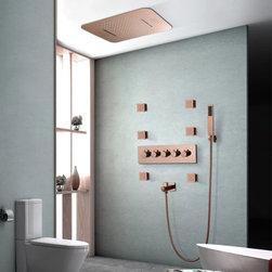 Thermostatic Recessed Ceiling Mount Led Rainfall Shower System, Phone Control - Showerheads And Body Sprays