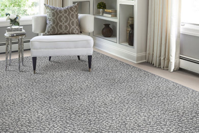 Elegant carpeted and gray floor living room photo in Phoenix