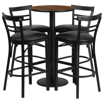Flash Furniture 24'' Round Table Set With 4 Ladder Back Bar Stools