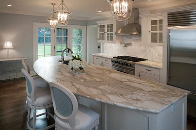 Inspiration for a mid-sized traditional galley kitchen in Seattle with with island.