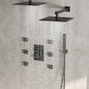 Dual Heads Shower System 12" Rain Shower Head with 4 Way Thermostatic Faucet, Matte Black, Wall/ Ceiling Mounted