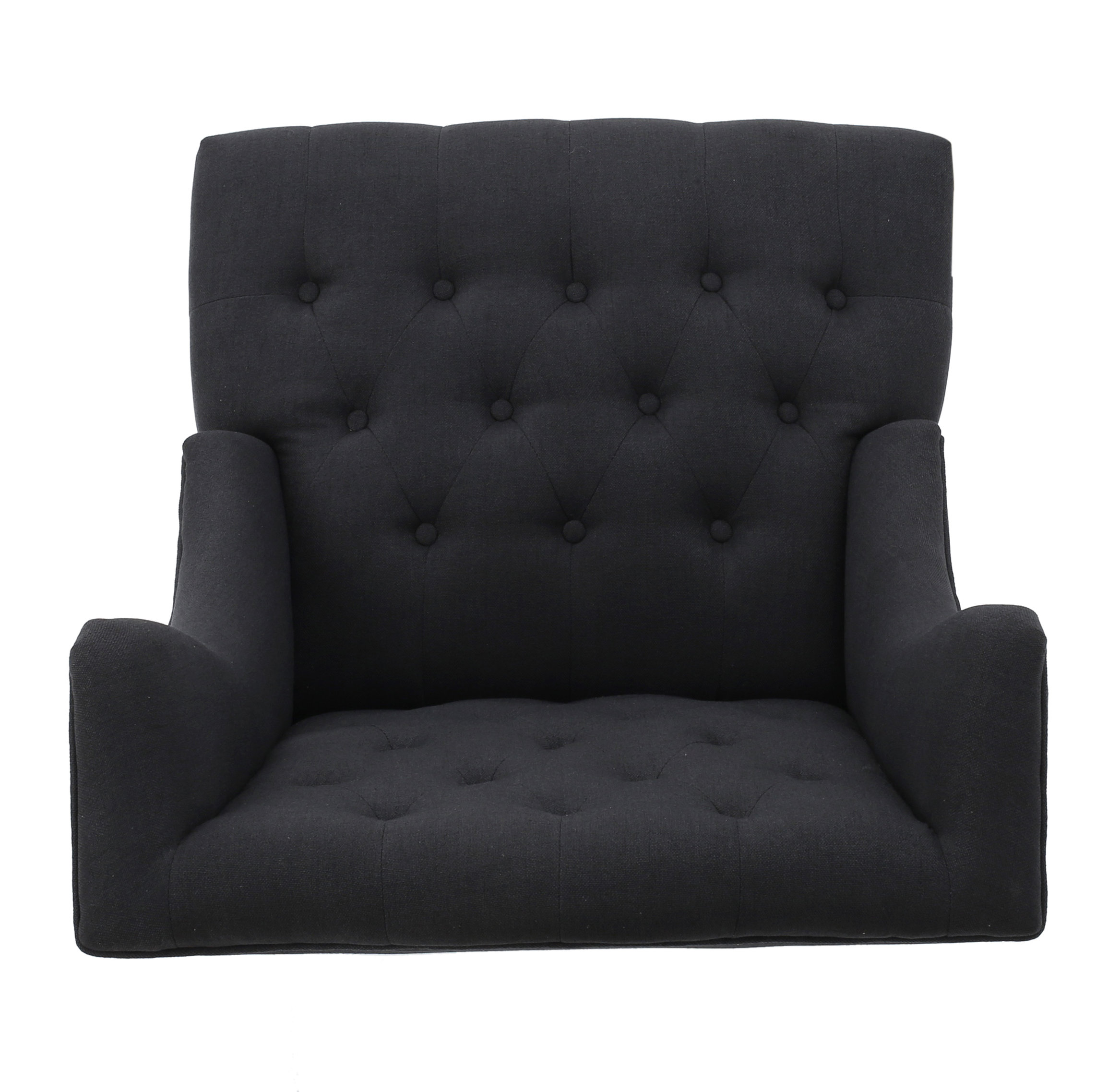 GDF Studio Adriana Tall Wingback Tufted Fabric Club Chair, Dark Charcoal