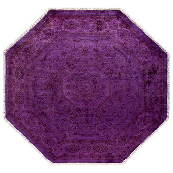 Fine Vibrance, One-of-a-Kind Hand-Knotted Area Rug Purple, 4' 0" x 4' 3"