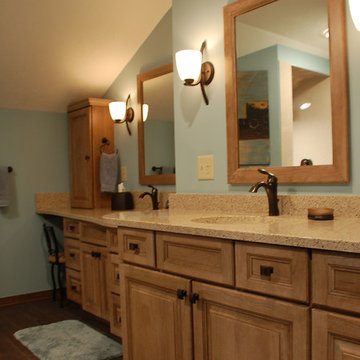 Easy Care Walk-In Shower with His and Her Vanity Area
