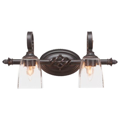 Elegante 2-Light Bath Bar, Clear Bubble