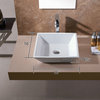 Modern Square L-006 Ceramic Bathroom Vessel Sink, 21", Brushed Nickel Drain