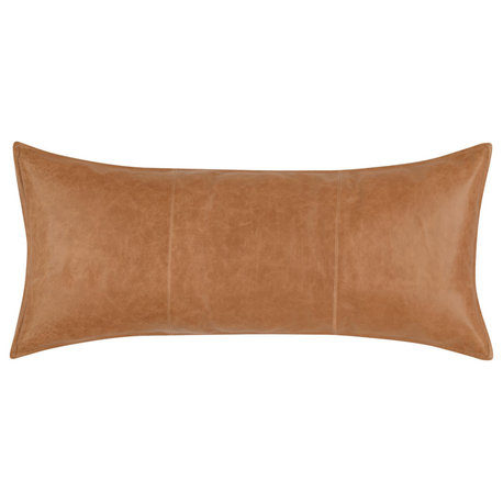 Kosas Home Cheyenne 100% Leather 16x36" Throw Pillow, Chestnut