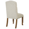 Jessica Tufted Dining Chair, Navy Fabric With Bronze Nailheads and Coffee Legs, Linen