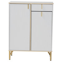 Baxton Studio Lilac Modern Glam White Wood and Gold Metal 2-Door Shoe ...