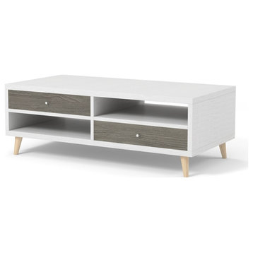 Furniture of America Crayton Wood 2-Drawer Coffee Table in White and Dark Gray