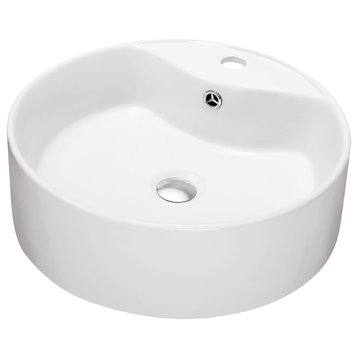 Dawn Vessel Above-Counter Round Ceramic Art Basin with single hole for faucet