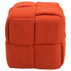 Modern Contemporary Urban Design Living Lounge Room Stool Pouf, Orange, Fabric