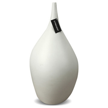 Dame Ceramic Vase in White Matte 15.5"H