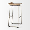 Givens Light Brown Solid Wood with Silver Metal Frame Bar Stool