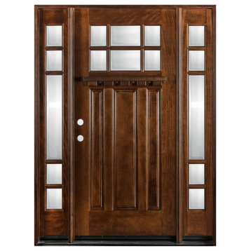 Exterior Front Entry Wood Door M36 1D+2SL 12"-36"x80", Right Hand Swing In