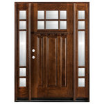 BGW Doors - Exterior Front Entry Wood Door M36 1D+2SL 12"-36"x80", Right Hand Swing In - M36 Medium Walnut Door with sidelights. All glass is beveled, dual paned (insulated) and tempered. Door comes with jambs, threshold, hinges and is stained and finished in Medium Walnut. The size is 61 1/4"; wide by 81"; tall and the jamb is 5 1/4";. Entry hardware not included. This is a right hand swing in door.