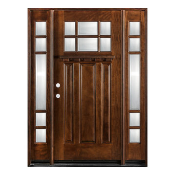 Exterior Front Entry Wood Door M36 1D+2SL 12"-36"x80", Right Hand Swing In