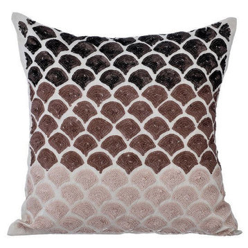 Brown Decorative Pillow Shams 24"x24" Silk, Mountain Journey