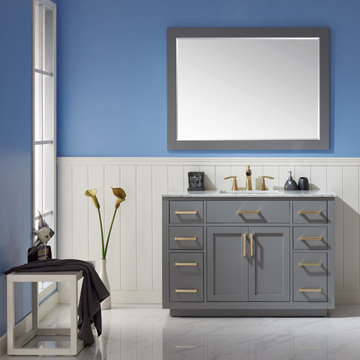 Ivy 48" Single Bathroom Vanity Set in Gray and Carrara White Marble Countertop w