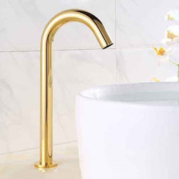 Livorno Stainless Steel Long Automatic Sensor Faucet Gold Finish - Bathroom Sink Faucets