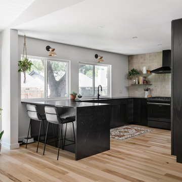 Modern warm neutral kitchen backsplash