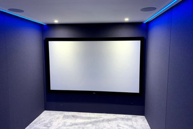 Photo of a medium sized modern home cinema in Essex.