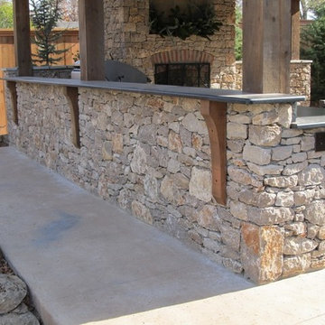 Freestanding Outdoor Kitchen with Gas Grill and Fireplace