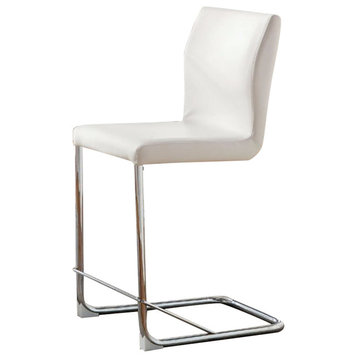 Benzara Lodia II Contemporary Counter Height Chairs, Set of 2, White