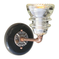 railroadware - Insulator Light Sconce Rusted Steel Tube - Wall Sconces