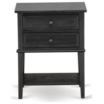 Atlin Designs 16" Wood Nightstand with 2 Drawers in Brushed Black