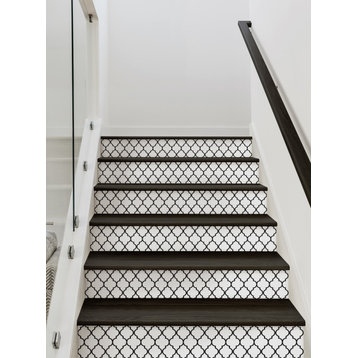Moroccan Peel and Stick Stair Riser Strips, Black, 48"w X 7.5"h, 6 Pack