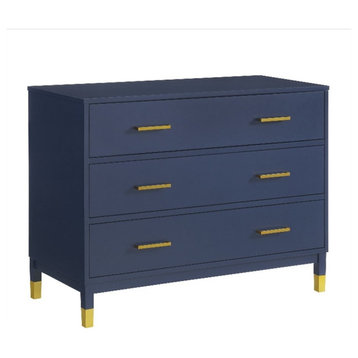 Picket House Furnishings Dani Wood Chest with Power Port in Navy