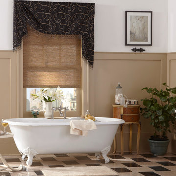 Custom Valance and Woven Roller Shade