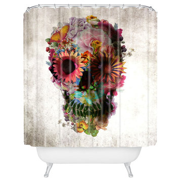 Ali Gulec Gardening Floral Skull Shower Curtain, Standard