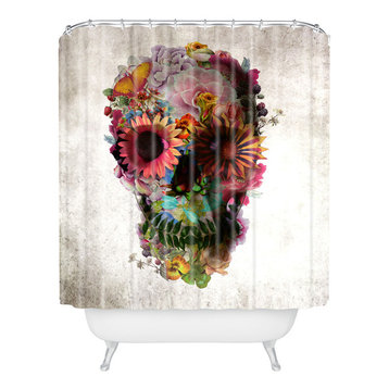 Ali Gulec Gardening Floral Skull Shower Curtain, Standard