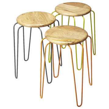 Easton Wood & Iron Stackable Stools - Multi-Color