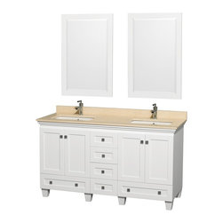 60" White Bathroom Vanity Ivory or White Marble Top - Bathroom Vanities And Sink Consoles