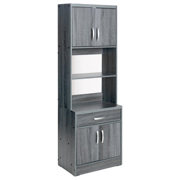 Better Home Products Shelby Tall Wooden Kitchen Pantry in Gray
