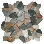 CNK Tile - Glazed Autumn Mosaic Tile - Each pebble is carefully selected and hand-sorted according to color, size and shape in order to ensure the highest quality pebble tile available. The stones are attached to a sturdy mesh backing using non-toxic, environmentally safe glue. Because of the unique pattern in which our tile is created they fit together seamlessly when installed so you can't tell where one tile ends and the next begins!