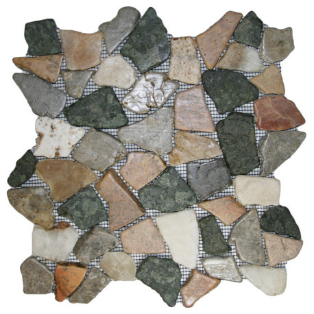 Glazed autumn pebble mosaic tile, natural stone for indoor/outdoor