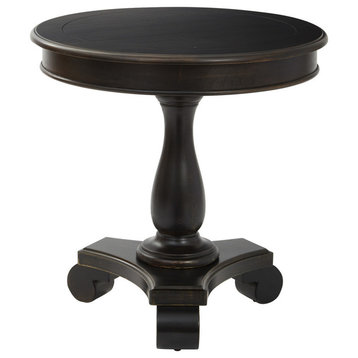 Avalon Round Accent Table, Antique Black