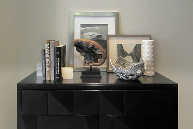 Example of a trendy living room design in Boston