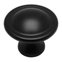Cosmas - Cosmas 4539FB Flat Black Cabinet Round Knob, 1-1/8" Diameter, Set of 5 - Cabinet And Drawer Knobs