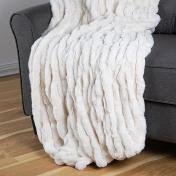 Plush White Fluffy Thick Throw Blanket 50" x 60"