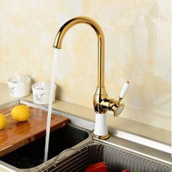 Antique Brass Golden With White Printed Kitchen Mixer Sink Tap TA0138G - Kitchen Faucets
