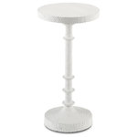Currey & Company - 4000-0103 Gallo Drinks Table, Gesso White - The Gallo Drinks Table is a clean and simple design with a casted texture that is further accented by the Gesso white finish, which highlights the character in the material. The white drinks table will bring an ethnic vibe to a room.